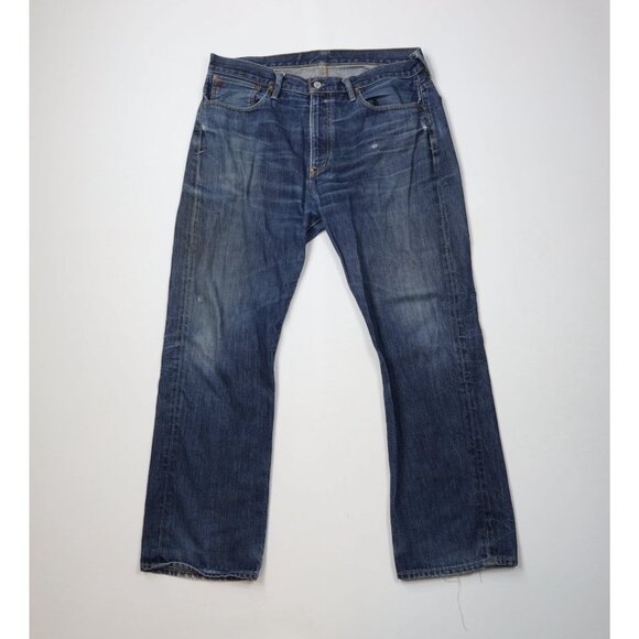 Vintage Ralph Lauren Mens 36x30 Distressed Vintage Cut Wide Leg Denim Jeans